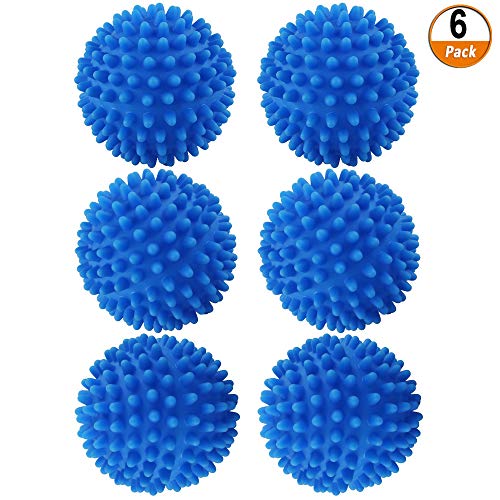 chudian 6 pcs Bolas de Secadora de Lavadora Reutilizables, Pelotas Secadora Bolas - la Ropa no se Arrugue, Ahorra Energía, Fácil de Usar, Una Ropa Más Suave (de Color Azul, Caucho)