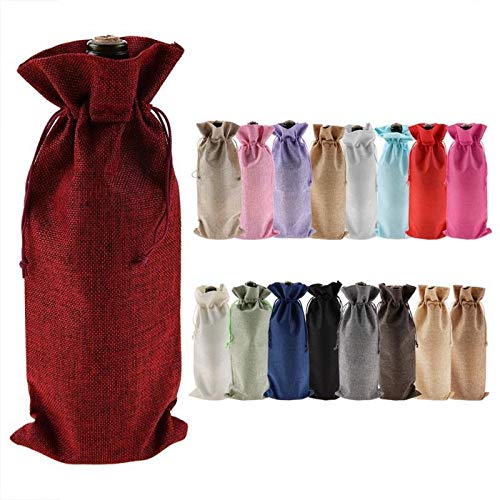 CHUJIANo Tejido 12pcs nuevos duraderos de Vino Tela Bolsas Botella de Vino Rojo de Cristal Bolsa de Viaje de Bodas Regalo de la Bolsa Reutilizable de Accesorios de Vino (Color : Light Yellow)