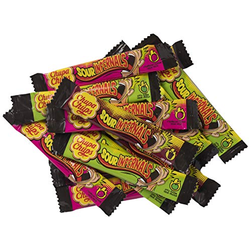 Chupa Chups Infernals Ácidos, Caramelo Masticable de Sabores Variados, Bolsa de 120 gr.