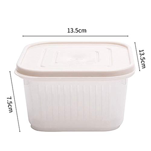 Chutoral Contenedores de almacenamiento de alimentos con plato de drenaje extraíble y tapa Organizador Clasificado Estuche para mantener fresco para carne de pescado verduras (Beige)