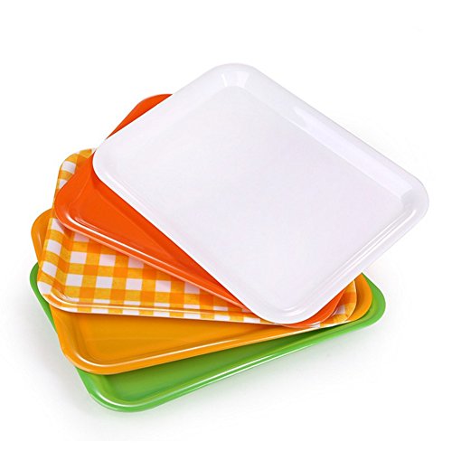 chytaii bandeja de desayuno Self-Service para comida rápida Cantina Fastfood soporte de plato rectangular, multicolor – Large verde