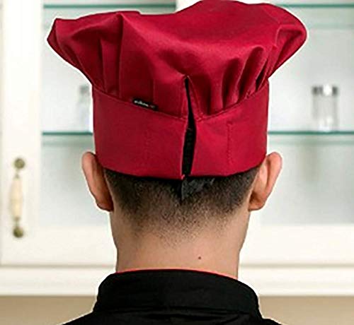 Chytaii Sombrero Chef Gorro de Cocinero Gorro de chef Gorra Ajustable de Trabajo Tapa de Trabajar Unisex Estilo Seta Para Restaurante Cocina Multicolor (rojo)