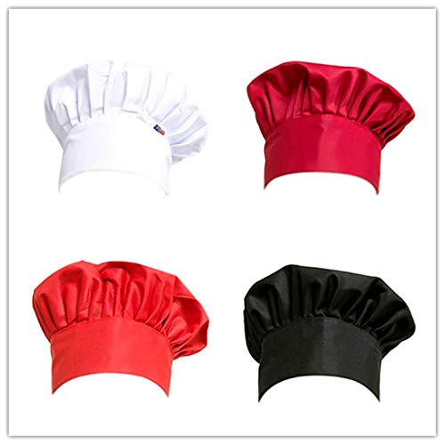 Chytaii Sombrero Chef Gorro de Cocinero Gorro de chef Gorra Ajustable de Trabajo Tapa de Trabajar Unisex Estilo Seta Para Restaurante Cocina Multicolor (rojo)