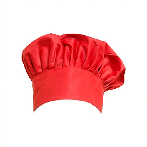 Chytaii Sombrero Chef Gorro de Cocinero Gorro de chef Gorra Ajustable de Trabajo Tapa de Trabajar Unisex Estilo Seta Para Restaurante Cocina Multicolor (rojo)