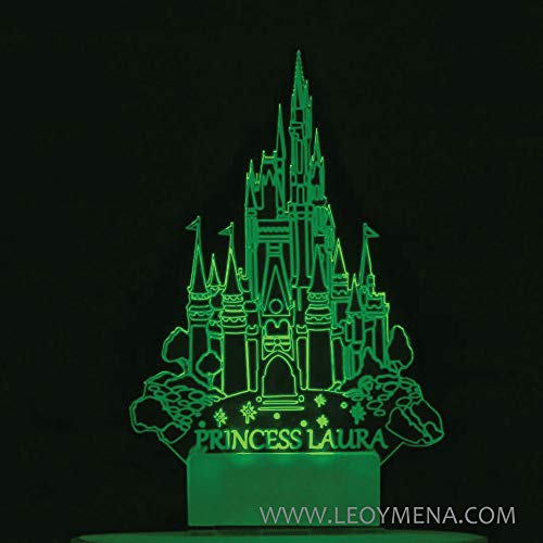 Cinderella Castle Cake Topper, Castillo de la Cenicienta Topper Tarta, Adorno para tarta Castillo Cenicienta personalizado iluminado LED