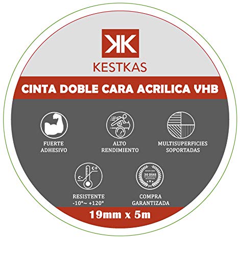 Cinta Adhesiva Doble Cara Extrafuerte 19mm x 5m VHB Multifunción de Alto Rendimiento