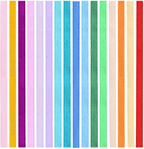 Cinta de Raso, Colores Mezcla Rollo de Raso de Doble Cara Satén de Seda para Embalaje Decoración de Regalo Cajas Flores Boda Navidad Fiestas Manualidades (10 Colores-10mm*220m)