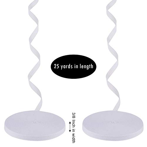 Cinta de Sarga de Algodón Cinta de Sarga Natural Suave Cinta de Cincha de Espina Cinta de Sarga de Costura para Manualidades de Bricolaje (Blanco, 3/ 8 Pulgada, 25 Metros)