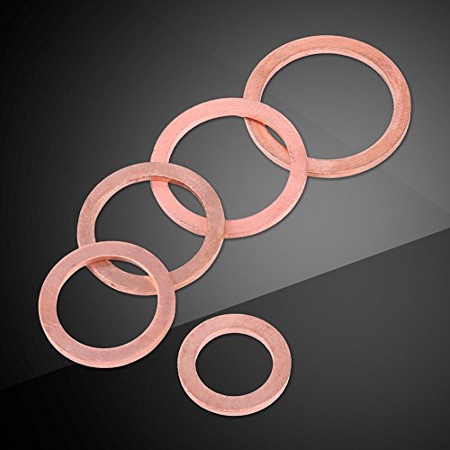 Cisixin 150Pcs Metric anillo de la forma de cobre arandela plana,15 Tamaños Juego De Surtidos Con Caja