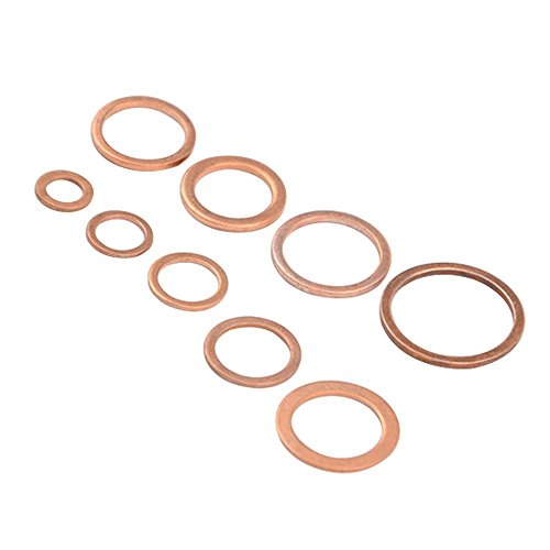 Cisixin 150Pcs Metric anillo de la forma de cobre arandela plana,15 Tamaños Juego De Surtidos Con Caja