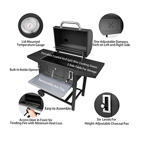 CL- Chun Li Royal Gourmet Parrilla de carbón, Barbacoa al Aire Libre de Picnic, Camping, Patio Trasero Cocinar, Negro BBQ (Color : Black)