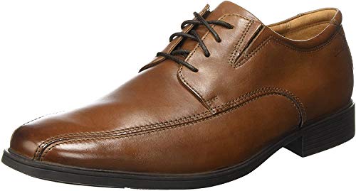 Clarks Tilden Walk, Zapatos de Cordones Derby, Marrón (Dark Tan Leather-), 43 EU