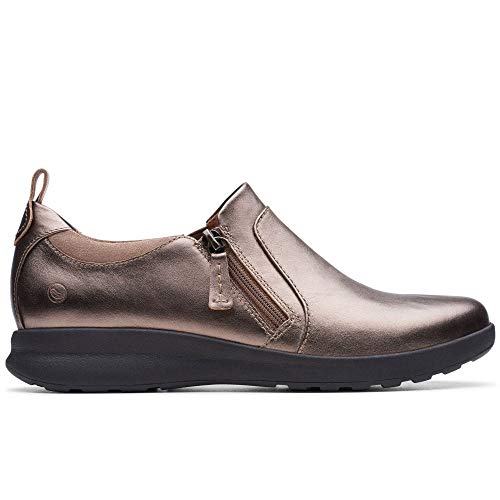 Clarks Un Adorn Zip, Mocasines, Beige (Pebble Metalic Pebble Metalic), 41 EU