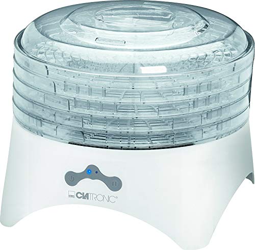 Clatronic DR 3525 Deshidratador de alimentos, 2 niveles temperatura, 5 bandejas, 300 W, 320 W, Plástico, Blanco