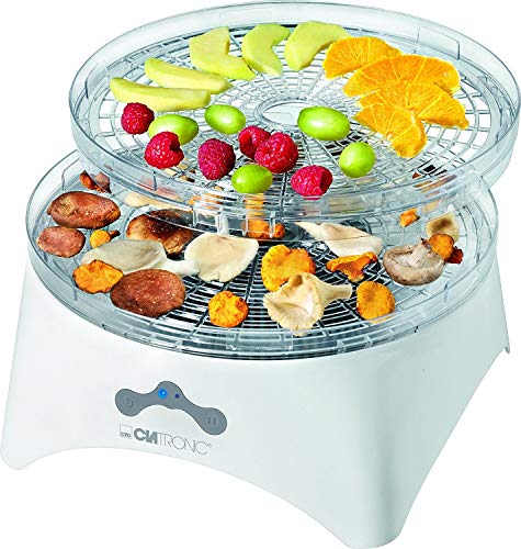 Clatronic DR 3525 Deshidratador de alimentos, 2 niveles temperatura, 5 bandejas, 300 W, 320 W, Plástico, Blanco