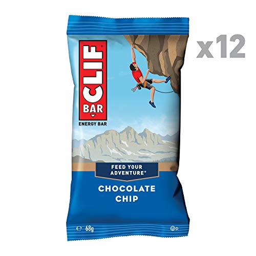 Clif Bar Barrita Energética de Avena y Pepitas de Chocolate - 1 Paquete de 12 Barritas x 68 gr