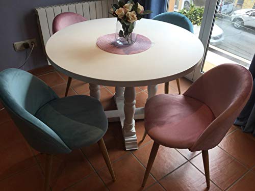 CLIPOP Juego de 2 sillas de Comedor tapizadas de Terciopelo con Respaldo y Patas de Metal para sillas de Comedor, salón y Dormitorio, Tela de Terciopelo, Rosa