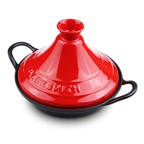 CLOTHES Ø 27cm Tajine Plato de Olla, Plato Fundido Hierro cazuela con Tapa Doble asa, for 2-4 Personas, no vidriado cocinar Natural Tagin Libre de Materiales tóxicos, for su Cocina