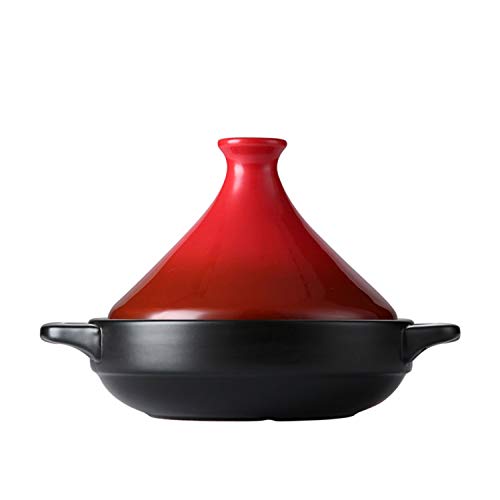 CLOTHES TAJINE Olla, Moldeada Plato de Hierro Cacerola con Tapa, for 1-6 Personas, no vidriado cocinar Natural Tagin Libre de Materiales tóxicos, for su Cocina, Rojo (Size : 21cm/1.3L)