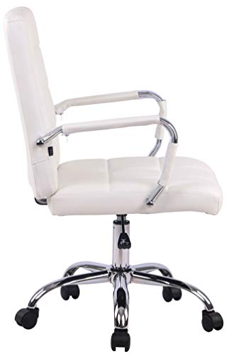 CLP Silla De Escritorio Deli Pro En Simil Cuero | Silla Ejecutiva Giratoria & Regulable En Altura I Silla De Oficina con Ruedas I Color:, Color:Blanco