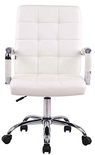 CLP Silla De Escritorio Deli Pro En Simil Cuero | Silla Ejecutiva Giratoria & Regulable En Altura I Silla De Oficina con Ruedas I Color:, Color:Blanco