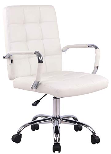 CLP Silla De Escritorio Deli Pro En Simil Cuero | Silla Ejecutiva Giratoria & Regulable En Altura I Silla De Oficina con Ruedas I Color:, Color:Blanco