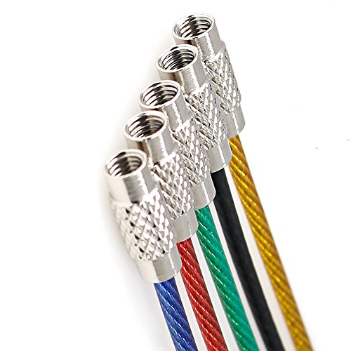 CNYMANY 30 piezas de metal llavero de alambre, 4" 6" 7,8" Cable Llaveros Llaveros 2 mm trabillas con conector de acero inoxidable para senderismo equipaje ID etiquetas