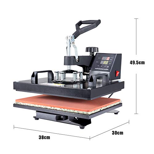 CO-Z 5 en 1 Prensa de Calor 30 X 38CM Impresora para Camisetas con Control Digital Dual Máquina Plancha Termica Sublimacion Giratoria de 360 Grados para Camiseta Taza Sombrero (30 x 38 cm 5 en 1)