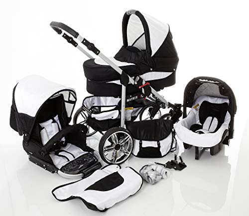 Cochecito de bebe 3 en 1 2 en 1 Trio Isofix silla de paseo X-Car by SaintBaby negro & onza 2in1 sin Silla de coche