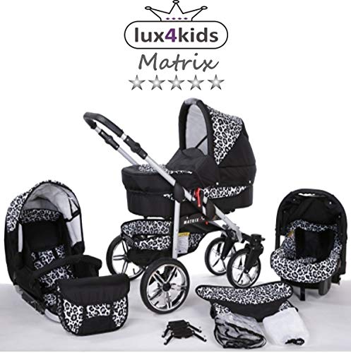 Cochecito de bebe 3 en 1 2 en 1 Trio Isofix silla de paseo X-Car by SaintBaby negro & onza 2in1 sin Silla de coche