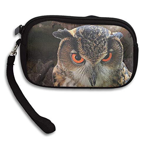 Coin Purse,Cartera De Monedero De Neopreno Great Horned Owl World Planet, Cómodas Billeteras En Efectivo para La Recolección De Viajes Al Aire Libre,15x9.5x2cm