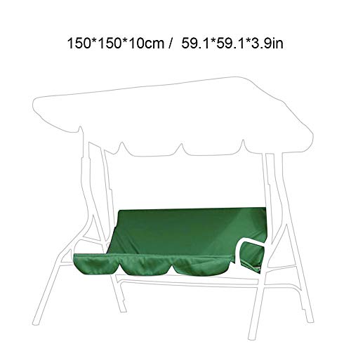 Cojín de Asiento de Columpio, Cojín de Cojín de Asiento de Hamaca de Jardín al Aire Libre Impermeable para Patio, 150x150x10cm, Tela de Tafetán de Poliéster 190T(Verde)