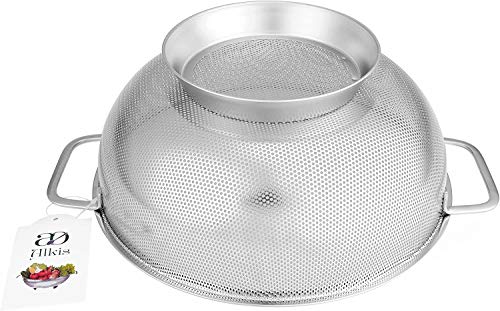 Colador fino de acero inoxidable para cocina y colador de cocina medio - Colador colador para cocinas y colador de arroz y quinoa. Malla fina con asas y base sólida. Diámetro 22,5 cm