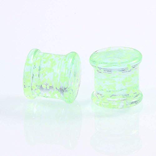 Colgante Pendientes Kit de estiramiento de oreja de vidrio de 1 par Túnel de oreja con anillos tóricos Tapones de túnel de carne Juego de joyas for mujeres Damas (Verde fluorescente) (Tamaño: 5 mm), T