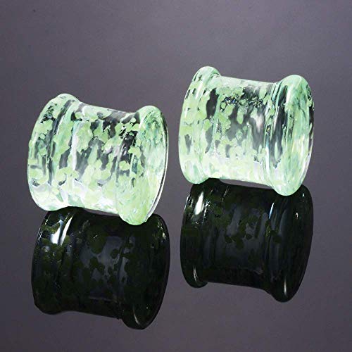 Colgante Pendientes Kit de estiramiento de oreja de vidrio de 1 par Túnel de oreja con anillos tóricos Tapones de túnel de carne Juego de joyas for mujeres Damas (Verde fluorescente) (Tamaño: 5 mm), T