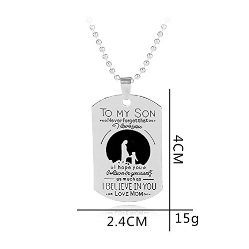 Collar con colgante de corazón con texto en inglés "Never Forget That I Love You" (nunca olvides que te quiero), colgante de placas, con corazón, regalo para hijos