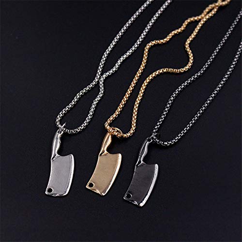 Collar Mini Cuchilla De Acero Inoxidable De Alto Pulido Cuchillo De Cocina Collares Pendientes para Hombres Mujeres Acero Inoxidable Hip Hop Plateado