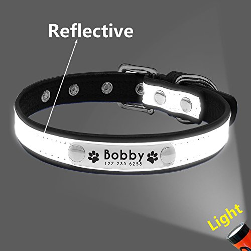 Collar para perro Berry suave acolchado personalizado – grabado personalizado perro ID collares con placa de nombre – Collar reflectante para perro gato para perros pequeños y medianos – ESA ID TAG