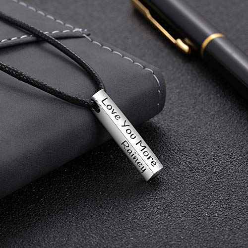 Collar Personalizado de Hombre con 4 Nombres Grabado Bar Collar Acero inoxidable Mujer Bar Colgantes Joyas Regalo para el Día del Padre