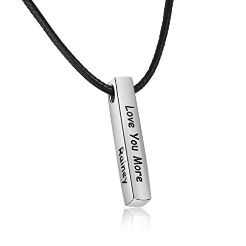 Collar Personalizado de Hombre con 4 Nombres Grabado Bar Collar Acero inoxidable Mujer Bar Colgantes Joyas Regalo para el Día del Padre