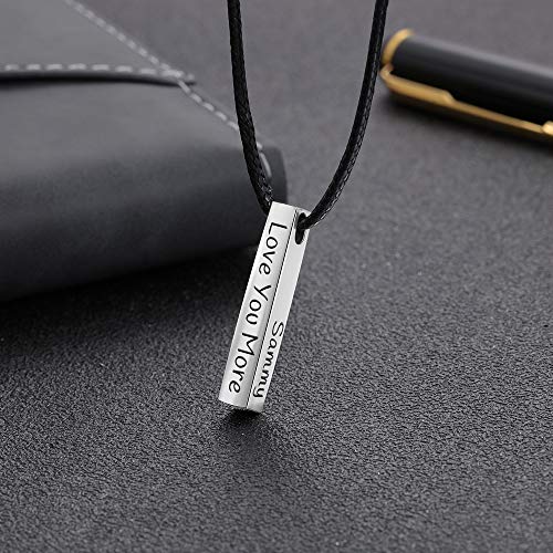 Collar Personalizado de Hombre con 4 Nombres Grabado Bar Collar Acero inoxidable Mujer Bar Colgantes Joyas Regalo para el Día del Padre