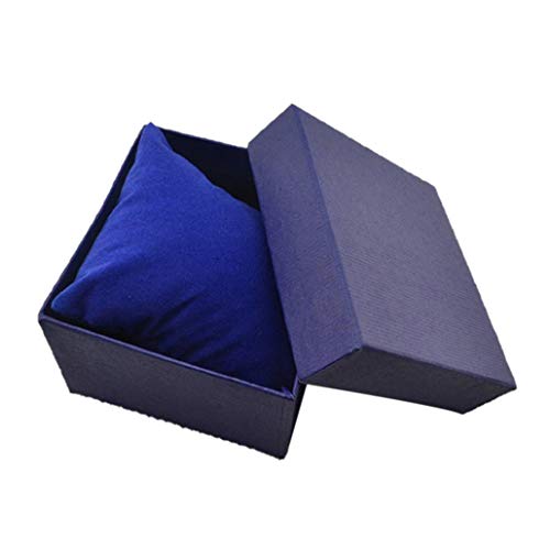 Collecsound - Caja cuadrada de cartón para guardar el reloj o la pulsera, para usar como joyero o caja para regalos, con almohadilla, azul, talla única