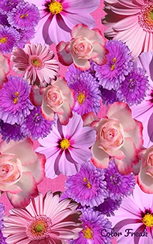 Color Freak: Purple Gerbera Daisy Flowers Floral 5x8 Inch Lined Notebook / Field Journal