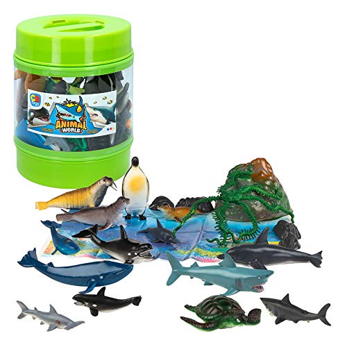 ColorBaby -  Bote con animales marinos Animal World,  21 piezas (43436)