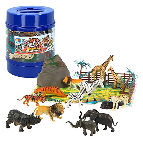 ColorBaby - Bote con animales salvajes Animal World, 22 piezas (43433)