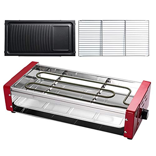 ColorFODA 1500W eléctrica Parrilla de la Cacerola del Horno máquina de Kebab casa Placa teppanyaki Fumar Doble Parrilla eléctrica Interior for 4-5 Personas