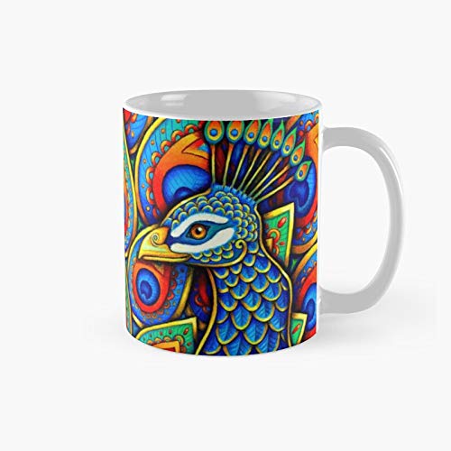 Colorful Pai.sley Peac.ock Rainbow Bird Classic Mug Birth-day Holi-day Gift Drink Home Kitchen