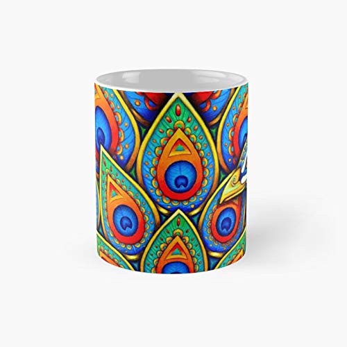 Colorful Pai.sley Peac.ock Rainbow Bird Classic Mug Birth-day Holi-day Gift Drink Home Kitchen