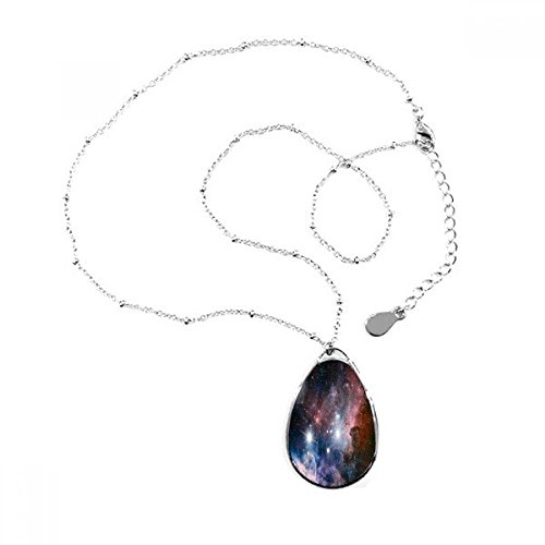 Colorido Gigante Estrella Cielo y Estrellas Brillantes ilustración patrón lágrima Forma Colgante Collar joyería con Cadena decoración Regalo