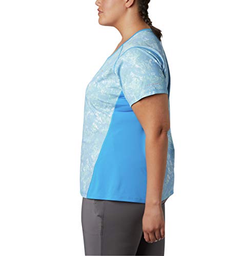 Columbia Solar Chill 2.0 Camisa de Manga Corta para Mujer Solar ChillTM 2.0 de Manga Corta, Solar ChillTM 2.0 - Manga Corta, Mujer, Color Impresión estática Azul, tamaño Extra-Large